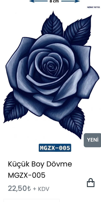 Rose v3 | 8x12cm | Yarı Kalıcı Dövme